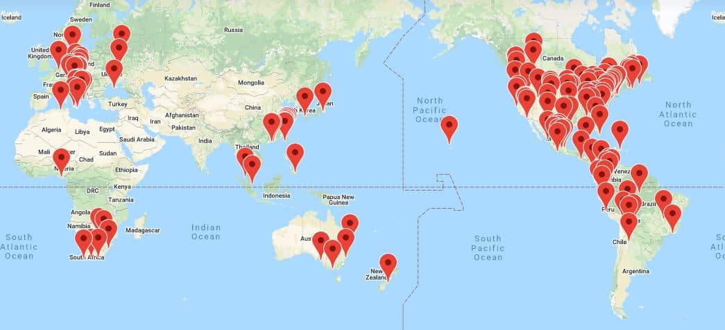 Cities Taking Part in the 2020 City Nature Challenge