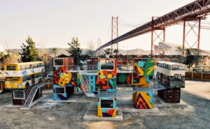Image of the Village Underground coworking site in Lisbon for startups, remote workers and digital nomads